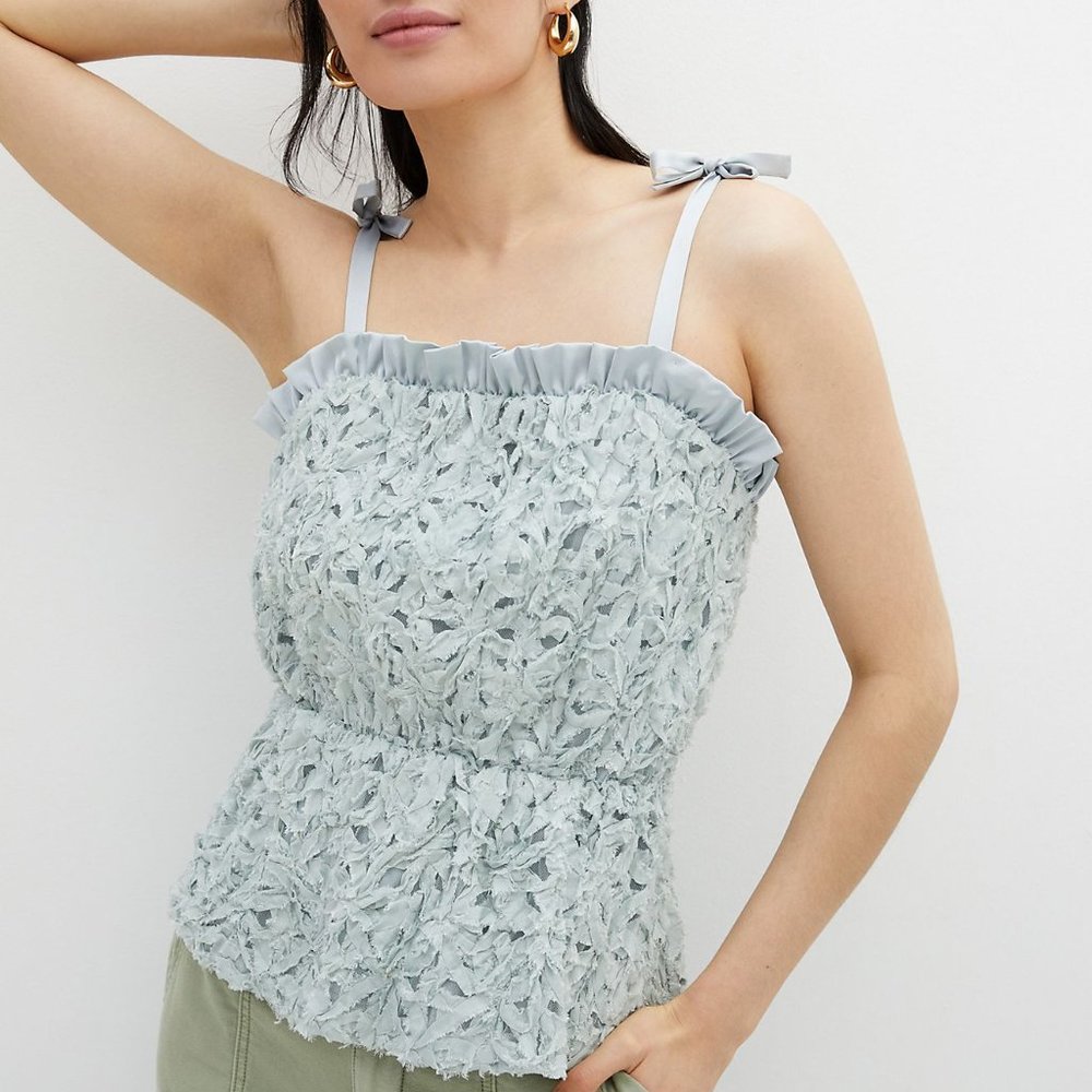NWT Anthropologie Textured Peplum Blue Tank